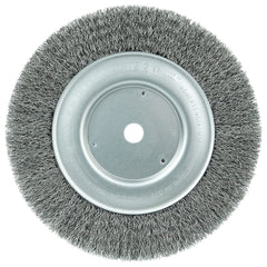 Weiler - Wheel Brushes; Outside Diameter (Inch): 8 ; Arbor Hole Thread Size: 5/8 ; Wire Type: Crimped Wire ; Fill Material: Steel ; Face Width (Inch): 5/8 ; Trim Length (Inch): 1-1/2 - Exact Tooling
