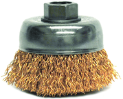 3" Crimped Wire Cup Brush - .020 Bronze; 5/8-11 A.H. - Non-Sparking Wire Wheel - Exact Tooling