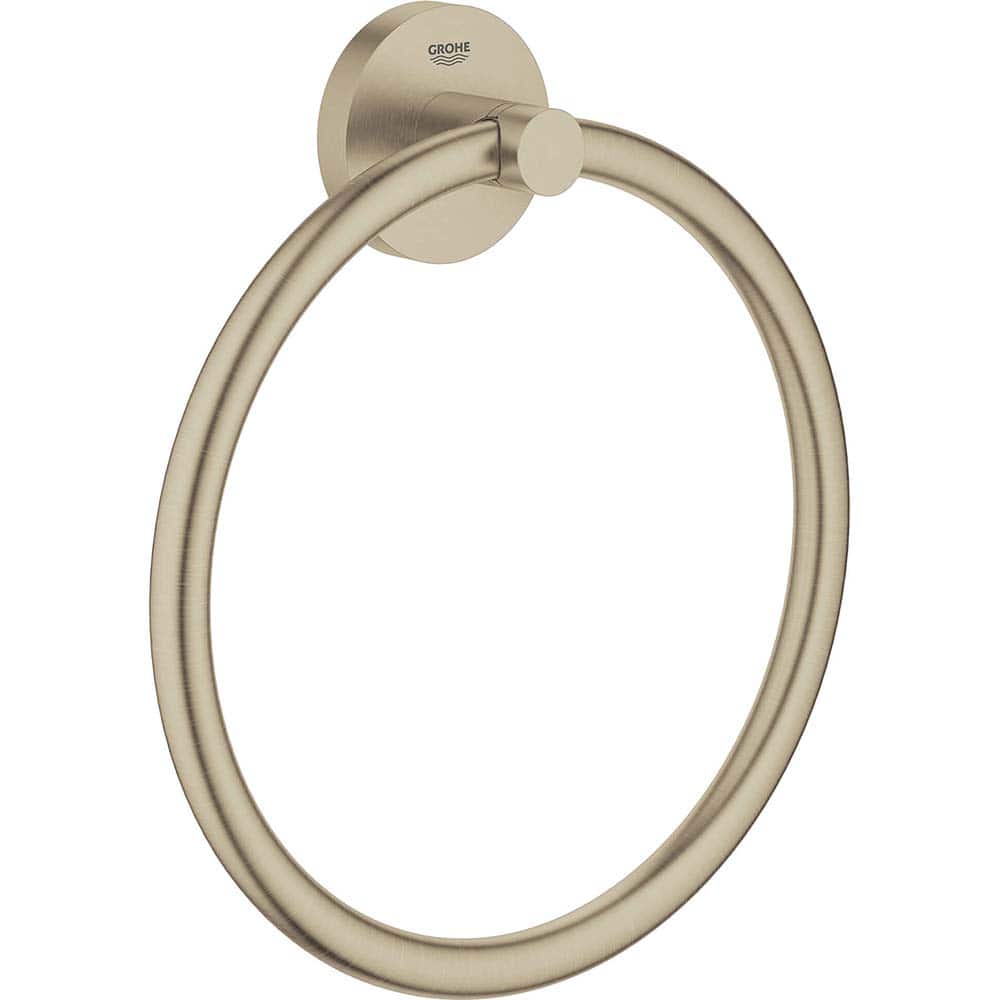 Grohe - Washroom Shelves, Soap Dishes & Towel Holders; Type: Towel Ring ; Material: Metal ; Length (Inch): 8 ; Width (Inch): 2-1/8 ; Depth (Inch): 1.73 ; Finish/Coating: Brushed; Nickel - Exact Tooling