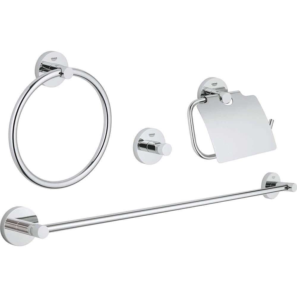 Grohe - Washroom Shelves, Soap Dishes & Towel Holders; Type: 4-in-1 Accessory Set ; Material: Metal ; Length (Inch): 23.6220 ; Width (Inch): 7 ; Depth (Inch): 2.3622 ; Finish/Coating: Chrome - Exact Tooling
