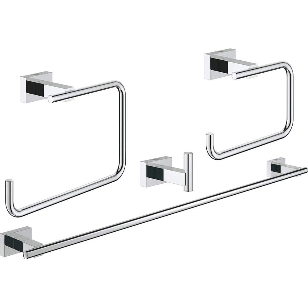 Grohe - Washroom Shelves, Soap Dishes & Towel Holders; Type: 5-in-1 Accessory Set ; Material: Metal ; Length (Inch): 22 ; Width (Inch): 4-21/32 ; Depth (Inch): 2.36 ; Finish/Coating: Chrome - Exact Tooling