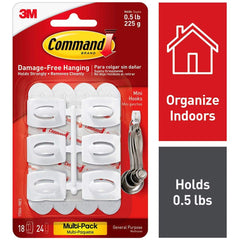 3M - All-Purpose & Utility Hooks; Type: Hooks Kit ; Overall Length (Inch): 1-5/64 ; Material: Plastic ; Projection: 0.44 ; Color: White ; Material: Plastic - Exact Tooling