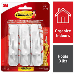 3M - All-Purpose & Utility Hooks; Type: Hooks Kit ; Overall Length (Inch): 3; 3 ; Material: Plastic ; Projection: 1.10 ; Color: White ; Overall Length: 3 - Exact Tooling