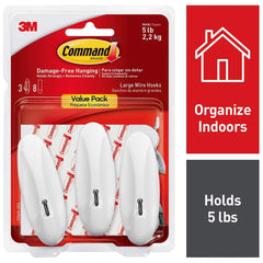 3M - All-Purpose & Utility Hooks; Type: Hooks Kit ; Overall Length (Inch): 4-9/64 ; Material: Metal ; Projection: 1.88 ; Color: White ; Material: Metal - Exact Tooling