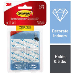 3M - All-Purpose & Utility Hooks; Type: Hooks Kit ; Overall Length (Inch): 1-5/64 ; Material: Plastic ; Projection: 0.44 ; Material: Plastic ; Overall Width: 0.85 - Exact Tooling