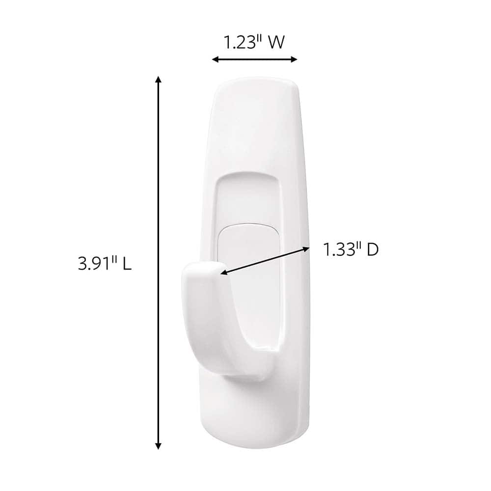 3M - All-Purpose & Utility Hooks; Type: Hooks Kit ; Overall Length (Inch): 3-59/64 ; Material: Plastic ; Projection: 1.33 ; Color: White ; Material: Plastic - Exact Tooling