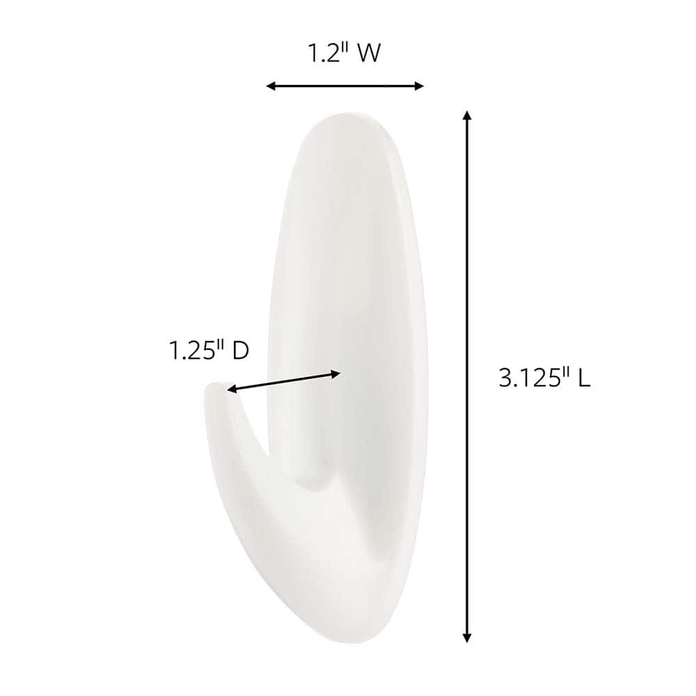 3M - All-Purpose & Utility Hooks; Type: Hooks Kit ; Overall Length (Inch): 3-1/8 ; Material: Plastic ; Projection: 1.25 ; Color: White ; Material: Plastic - Exact Tooling