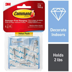 3M - All-Purpose & Utility Hooks; Type: Hooks Kit ; Overall Length (Inch): 2-11/64 ; Material: Plastic ; Projection: 0.83 ; Material: Plastic ; Overall Width: 0.875 - Exact Tooling