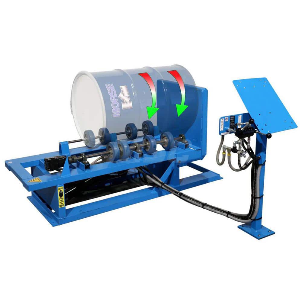 Drum Roller: (1) 30 to 55 gal Drum, 1,000 lb Capacity 27″ Wide, 69.125″ Deep, 59.9375″ High