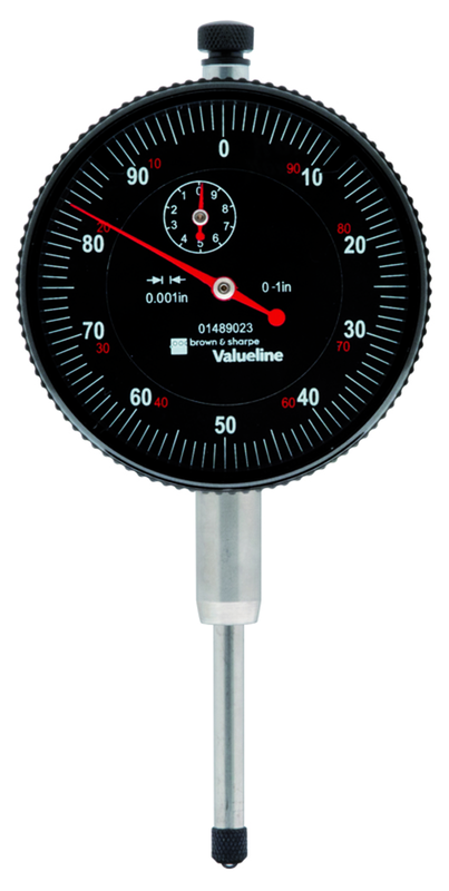 2-1/4" Face 0-100 Dial Reading .001" Graduation Black Face Indicator - Exact Tooling
