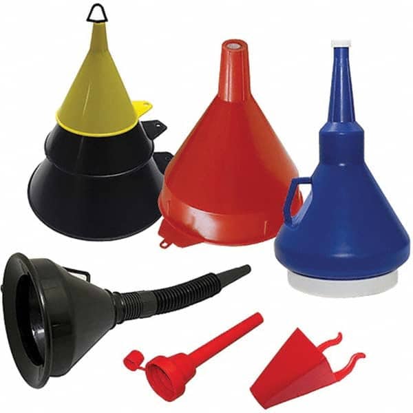 Funnel King - Oil Funnels & Can Oiler Accessories; Type: Funnel Set ; Material: Polyethylene ; Capacity Range: 1 Gal. and Larger ; Capacity (Qt.): 2.00 ; Finish: Smooth Plastic ; Spout Type: Flexible - Exact Tooling