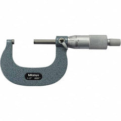 Mitutoyo - Mechanical Outside Micrometers Minimum Measurement (Decimal Inch): 1.0000 Maximum Measurement (Decimal Inch): 2.0000 - Exact Tooling