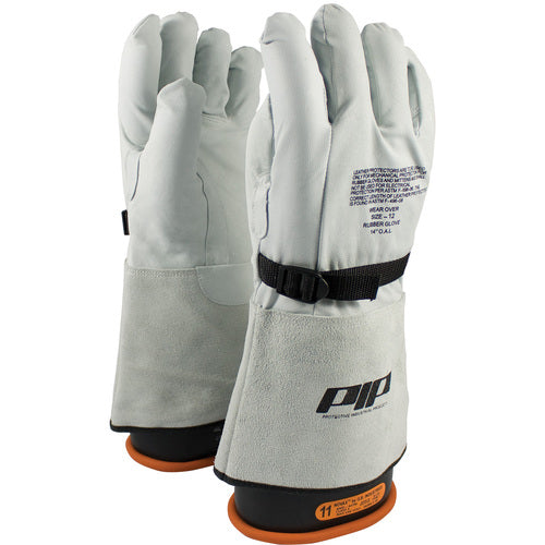 148-6000/9 Leather Gloves - Leather Protector - Grain Goatskin - Class 1-2 - 14 In. Gauntlet Cuff - Exact Tooling