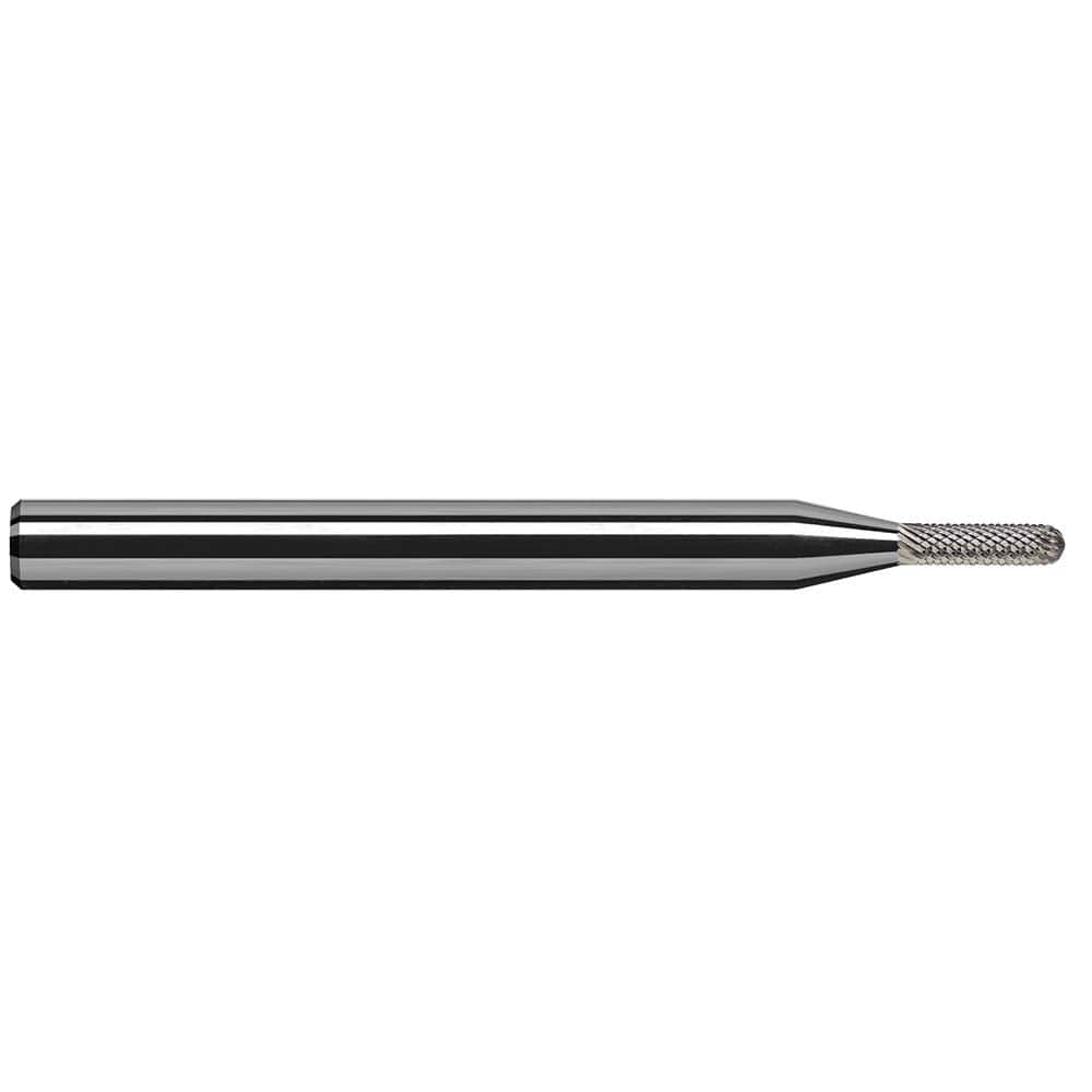 Harvey Tool - 3/16" Cut Diam, 3/16" Shank Diam, Solid Carbide Double Cut Ball Burr - Exact Tooling