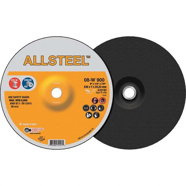 WALTER Surface Technologies - Depressed-Center Wheels Wheel Diameter (Inch): 9 Wheel Thickness (Inch): 1/4 - Exact Tooling