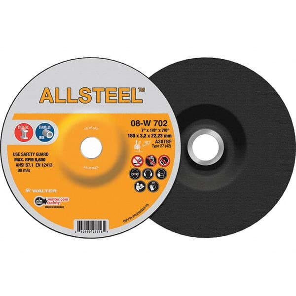 WALTER Surface Technologies - Depressed-Center Wheels Wheel Diameter (Inch): 7 Wheel Thickness (Inch): 1/8 - Exact Tooling