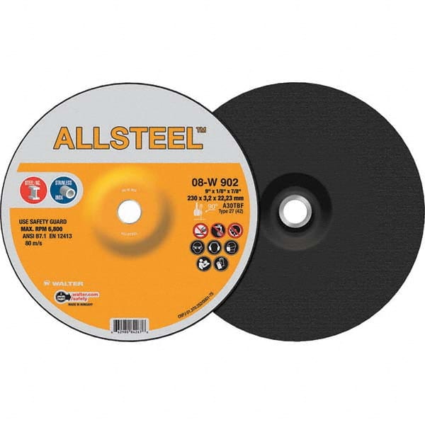 WALTER Surface Technologies - Depressed-Center Wheels Wheel Diameter (Inch): 9 Wheel Thickness (Inch): 1/8 - Exact Tooling