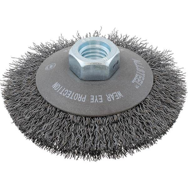 WALTER Surface Technologies - 5" OD, 5/8-11 Arbor Hole, Crimped Steel Wheel Brush - Exact Tooling