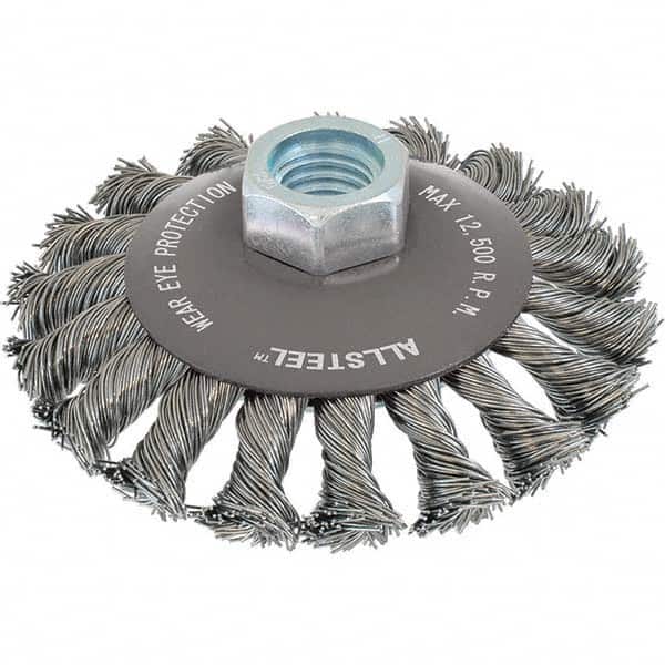 WALTER Surface Technologies - 5" OD, 5/8-11 Arbor Hole, Knotted Steel Wheel Brush - Exact Tooling