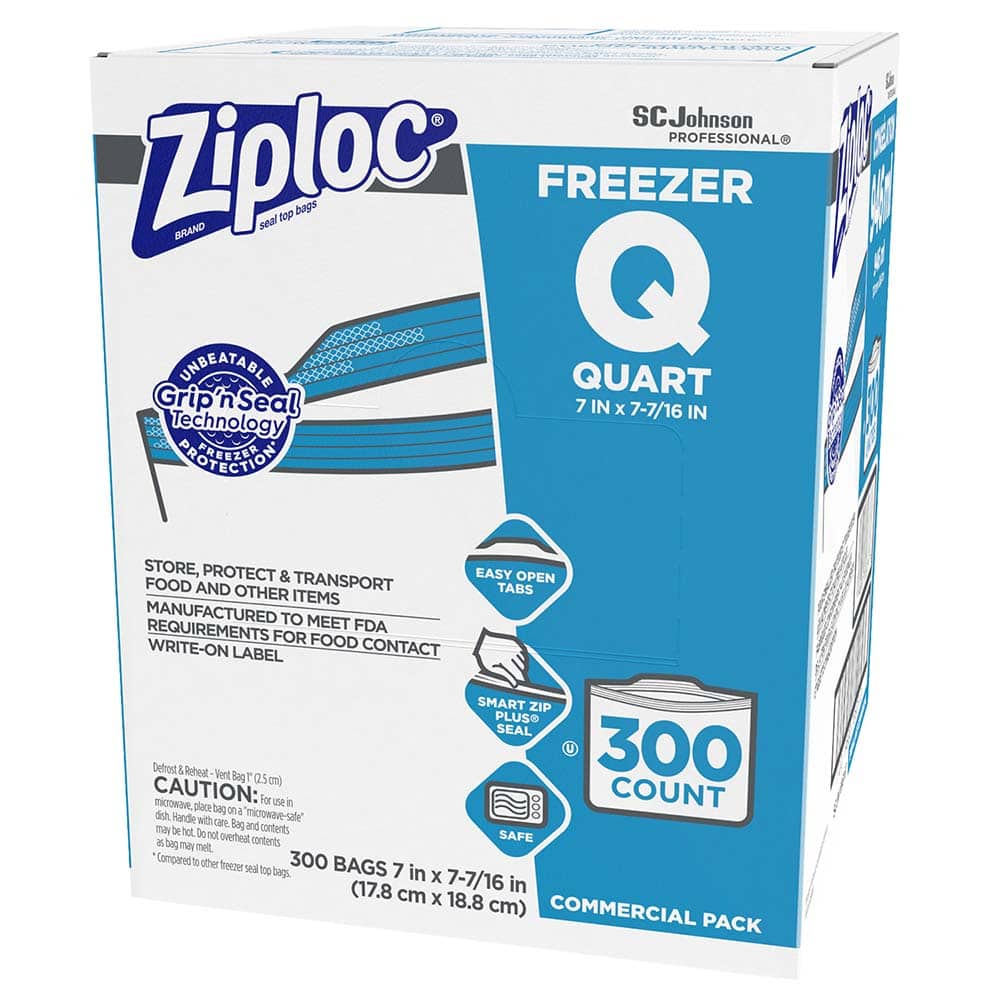 Ziploc - Reclosable Food & Sandwich Bags; Volume Capacity: 1 Qt. ; Material: Polyethylene ; For Use With: Storing & organizing food & other items ; Color: Clear - Exact Tooling
