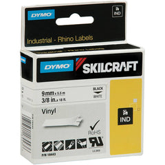 Ability One - Labels, Ribbons & Tapes; Type: Label Tape ; Color: White; Black ; For Use With: Dymo/Skilcraft Rhino 4200 ; Width (Inch): 3/4 ; Length (Feet): 11-1/2 ; Material: Vinyl - Exact Tooling