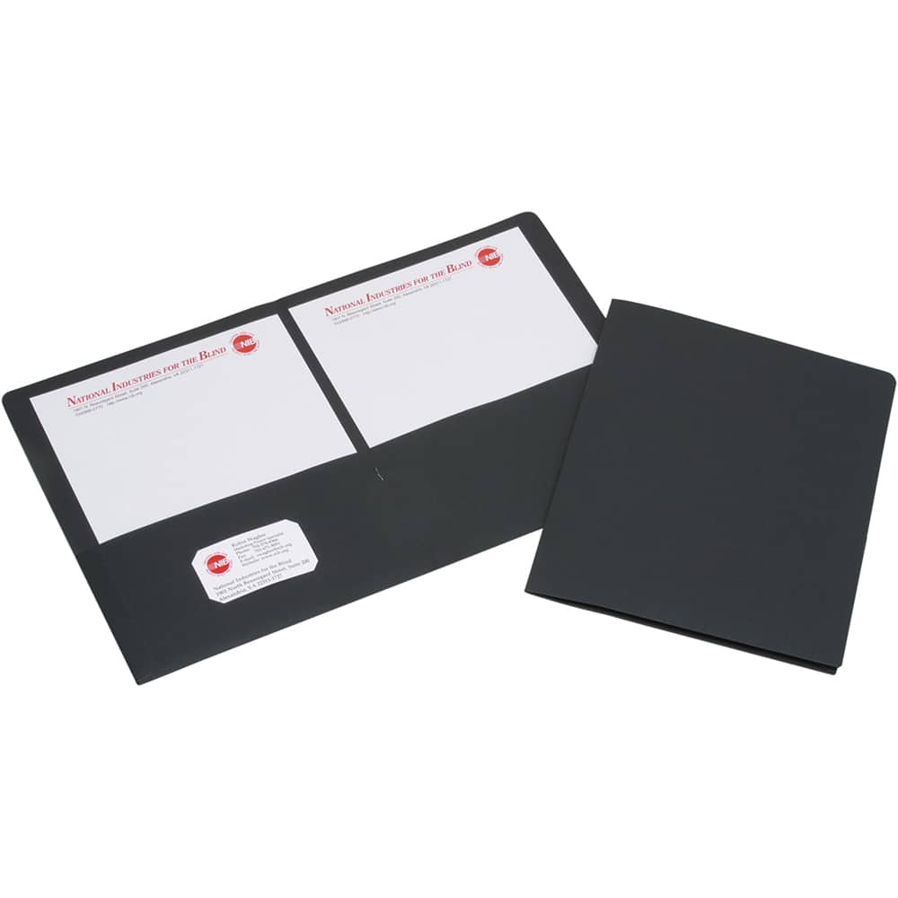 Ability One - Portfolios, Report Covers & Pocket Binders; Three Hole Report Cover Type: Pocket ; Width (Inch): 8-1/2 ; Length (Inch): 11 ; Color: Black - Exact Tooling