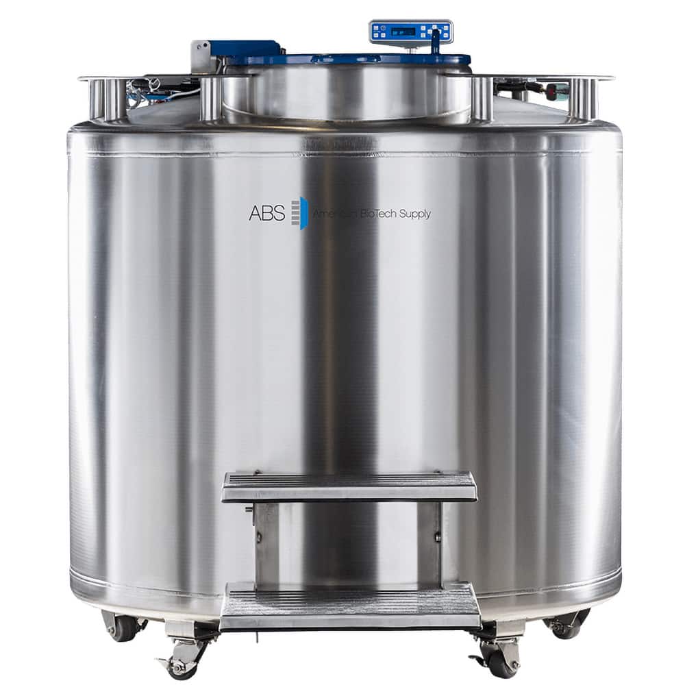 American BioTech Supply - Drums & Tanks; Product Type: Auto Fill Cryogenic Tank ; Volume Capacity Range: 85 Gal. and Larger ; Material Family: Steel ; Height (Inch): 21-1/2 ; Diameter/Width (Decimal Inch): 59.4880 ; Diameter/Width (Inch): 14-1/2 - Exact Tooling