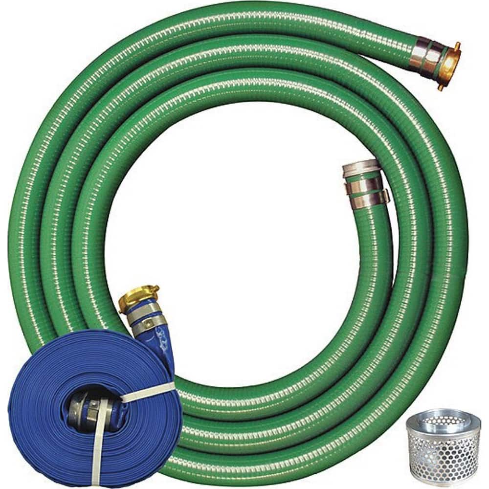 JGB Enterprises - Liquid Suction & Discharge Hose; Inside Diameter (Inch): 2 ; Length (Feet): 15 ; Material: PVC ; Working Pressure (psi): 50.000 ; Vacuum Rating: 29 In. Hg ; Color: Green, Blue - Exact Tooling