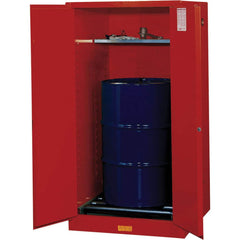 Justrite - Drum Cabinets; Number of Drums: 1 ; Storage Direction: Vertical ; Door Type: Manual Closing ; Number of Shelves: 1 ; Height (Inch): 65 ; Width (Inch): 34 - Exact Tooling