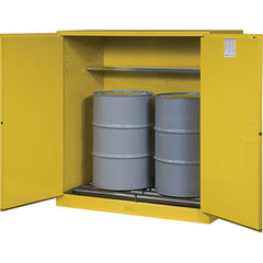 Justrite - Drum Cabinets; Number of Drums: 2 ; Storage Direction: Vertical ; Door Type: Self-Closing ; Number of Shelves: 1 ; Height (Inch): 65 ; Width (Inch): 59 - Exact Tooling