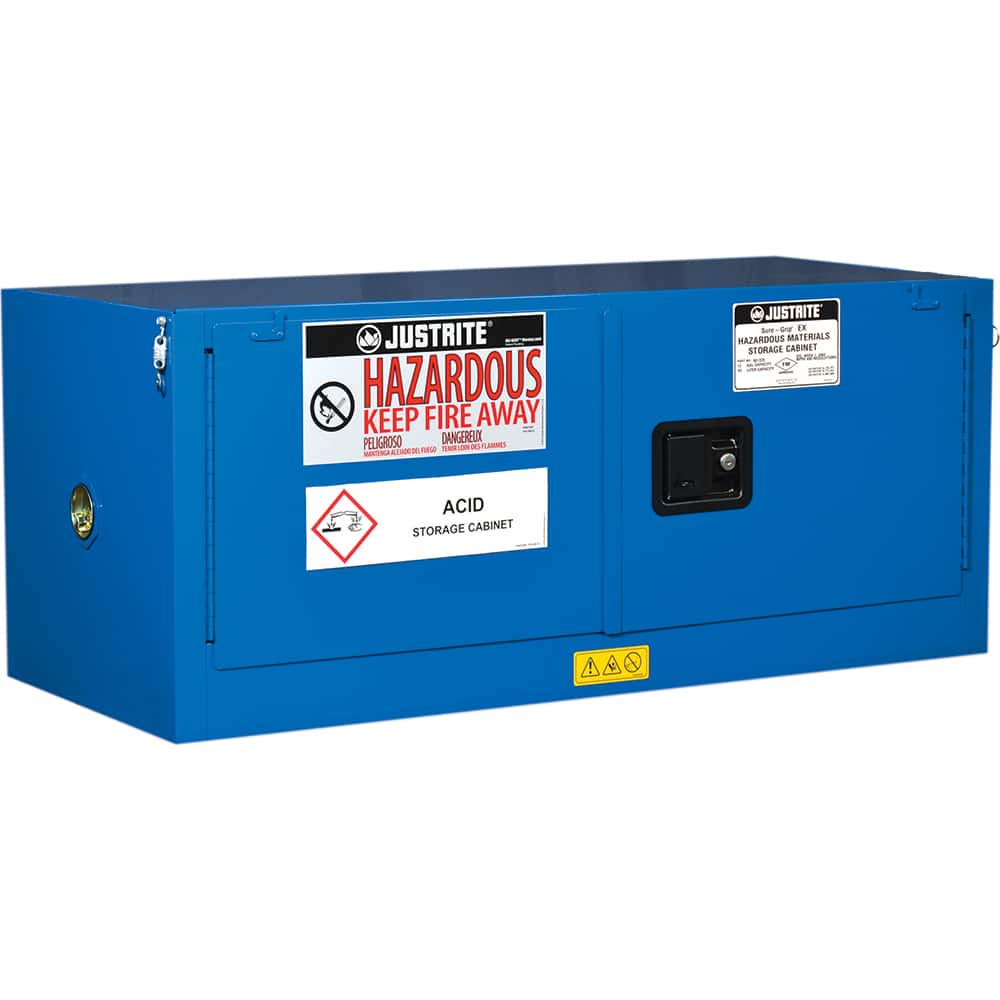 Justrite - 2 Door 1 Shelf 12 Gal Space Saver Safety Cabinet for Flammable Substances - Exact Tooling