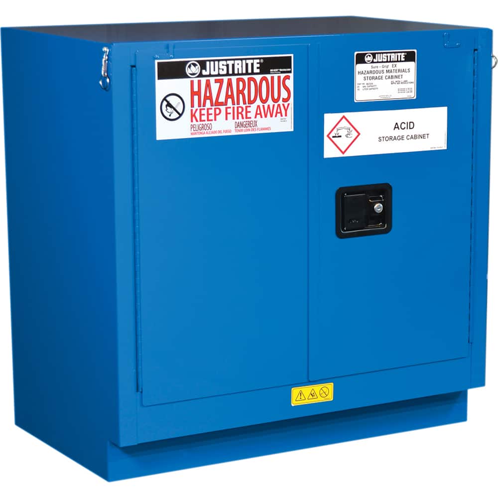 Justrite - 2 Door 1 Shelf 22 Gal Under the Counter Safety Cabinet for Flammable Substances - Exact Tooling