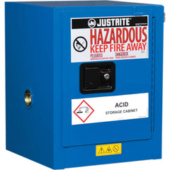 Justrite - 1 Door 1 Shelf 4 Gal Space Saver Safety Cabinet for Flammable Substances - Exact Tooling