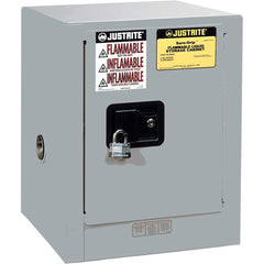 Justrite - 1 Door 1 Shelf 4 Gal Space Saver Safety Cabinet for Flammable Substances - Exact Tooling
