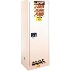 Justrite - 1 Door 3 Shelf 22 Gal Space Saver Safety Cabinet for Flammable Substances - Exact Tooling