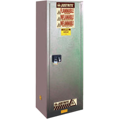 Justrite - 1 Door 3 Shelf 22 Gal Space Saver Safety Cabinet for Flammable Substances - Exact Tooling