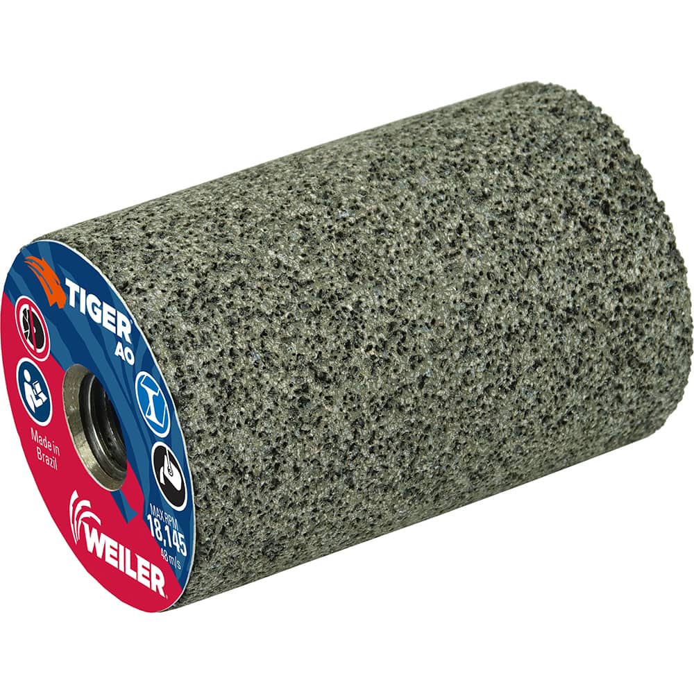 Weiler - Cones & Plugs; Head Thickness (Inch): 3.00 ; Abrasive Material: Aluminum Oxide ; Grit: 24 ; Grade: Coarse ; Wheel Type Number Code: 18 ; Arbor Hole Thread Size: 5/8-11 - Exact Tooling