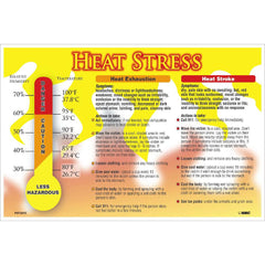 NMC - Training & Safety Awareness Posters; Subject: General Safety & Accident Prevention ; Training Program Title: Heat Stress ; Message: Heat Stress ; Series: Safety & Health ; Language: English ; Background Color: Yellow - Exact Tooling