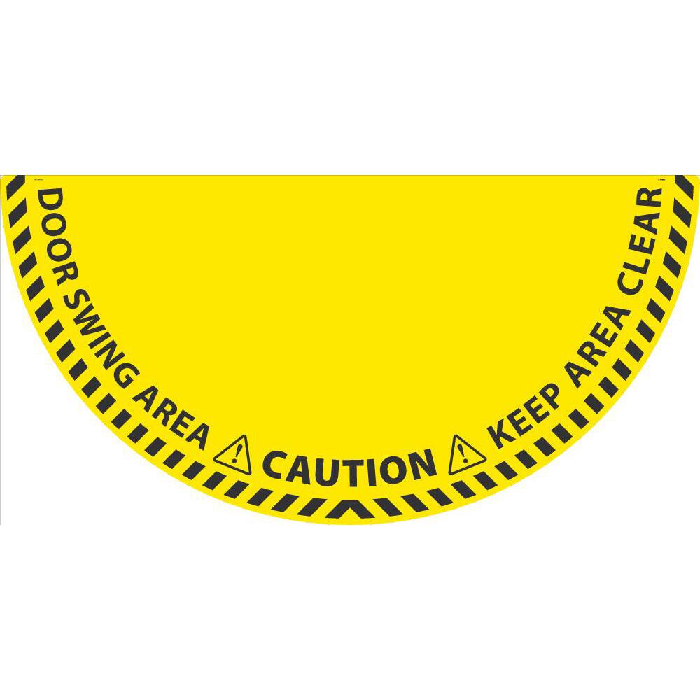 NMC - Adhesive Backed Floor Signs; Message Type: Workplace/Safety ; Graphic Type: Doorway ; Message or Graphic: DOOR SWING AREA, KEEP AREA CLEAR ; Legend: DOOR SWING AREA, KEEP AREA CLEAR ; Color: Yellow; Black ; Special Color Properties: No Special Colo - Exact Tooling