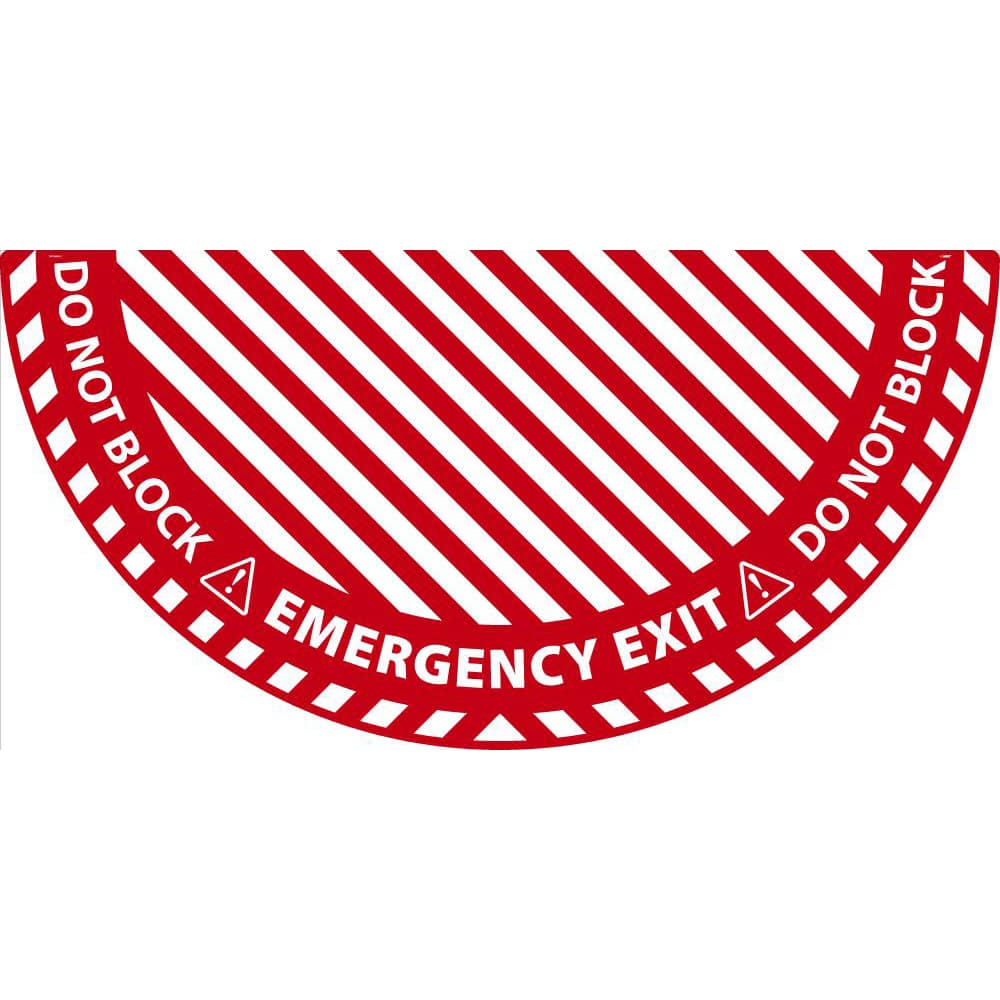 NMC - Adhesive Backed Floor Signs; Message Type: Exit, Entrance & Directional ; Graphic Type: Doorway ; Message or Graphic: EMERGENCY EXIT, DO NOT BLOCK ; Legend: EMERGENCY EXIT, DO NOT BLOCK ; Color: Red; White ; Special Color Properties: No Special Col - Exact Tooling