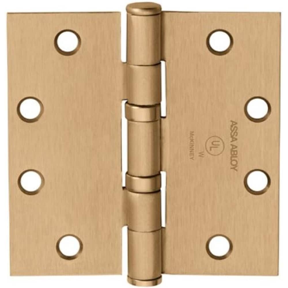 Yale - Commercial Hinges; Length (Inch): 4-1/2 ; Thickness (Decimal Inch): 0.1340 ; Minimum Thickness: 3.4036 (mm); Number of Knuckles: 5.000 ; Stanley Finish Code: US10A ; Finish/Coating: US10A - Exact Tooling