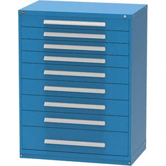 Vidmar - 9 Drawer, 45 Compartment Bright Blue Steel Modular Storage Cabinet - Exact Tooling