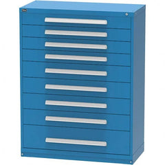 Vidmar - 9 Drawer, 45 Compartment Bright Blue Steel Modular Storage Cabinet - Exact Tooling