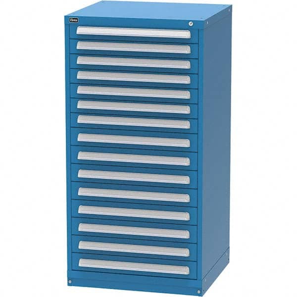Vidmar - 15 Drawer, 124 Compartment Bright Blue Steel Modular Storage Cabinet - Exact Tooling