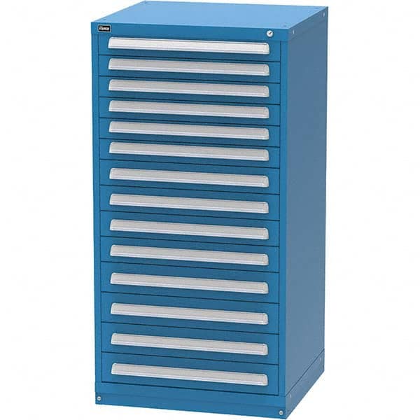 Vidmar - 14 Drawer, 344 Compartment Bright Blue Steel Modular Storage Cabinet - Exact Tooling