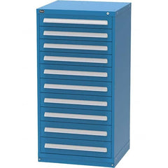 Vidmar - 10 Drawer, 124 Compartment Bright Blue Steel Modular Storage Cabinet - Exact Tooling