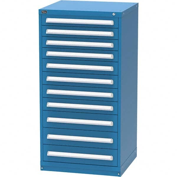 Vidmar - 11 Drawer, 124 Compartment Bright Blue Steel Modular Storage Cabinet - Exact Tooling