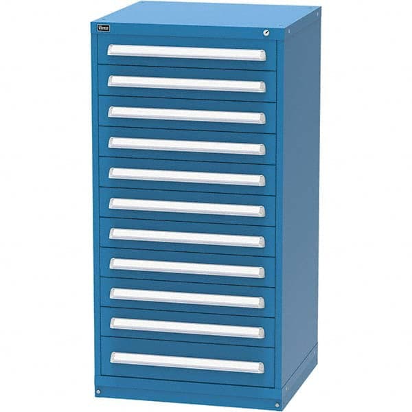Vidmar - 11 Drawer, 124 Compartment Bright Blue Steel Modular Storage Cabinet - Exact Tooling