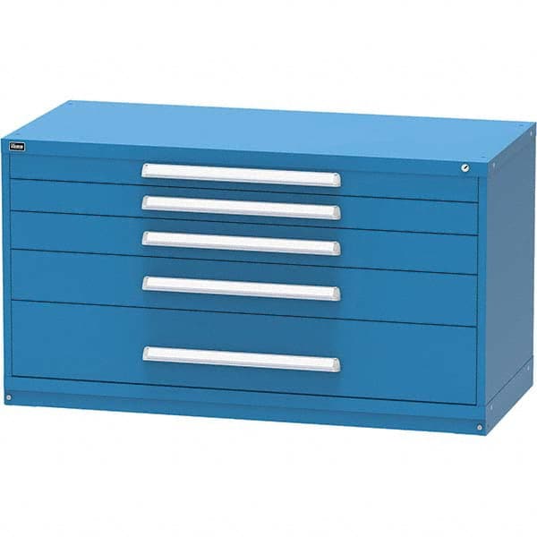 Vidmar - 5 Drawer, 45 Compartment Bright Blue Steel Modular Storage Cabinet - Exact Tooling