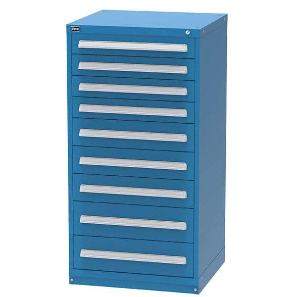 Vidmar - 9 Drawer Bright Blue Steel Modular Storage Cabinet - Exact Tooling